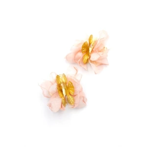 Kumaş Çiçek Küpe - Pembe