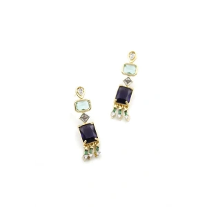 Melis Taşlı Küpe - Mor