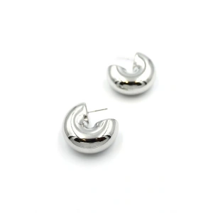 Metal Halka Küpe - Gümüş