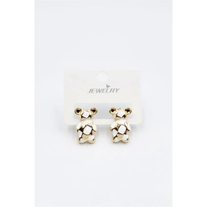 Mineli Ayıcık Küpe - Beyaz