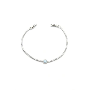 Mineli Göz Taşlı Bileklik - Gümüş