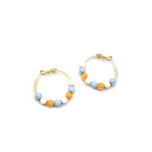 Mineli Halka Küpe - Turuncu