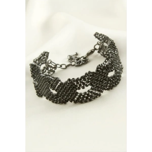 Örgülü Şerit Taşlı Lüks Suyolu Bileklik