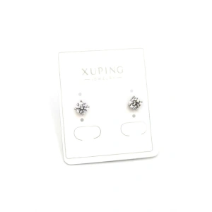 Orta Boy Tek Taş Küpe - Gümüş