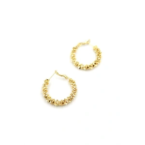 Orta Boy Tırtıklı Küpe - Altın