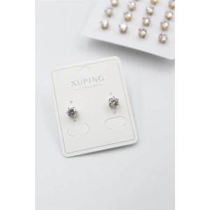 Orta Boy Zirkon Taşlı Tektaş  Küpe - Altın