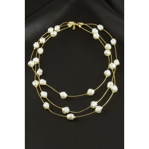 Oval İnci Üçlü Kolye