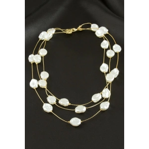 Oval İnci Üçlü Kolye