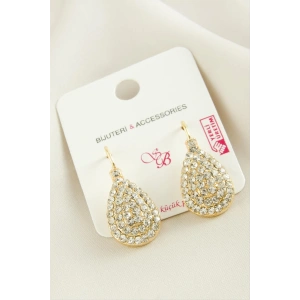 Oval Taşlı Klipsi Küpe