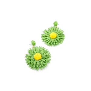 Papatya Hasır Küpe - Yeşil