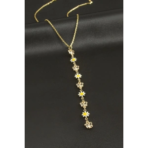 Papatya Kelebek Zirkon Taşlı Çelik Y Kolye