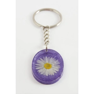 Papatya Oval Epoksi Anahtarlık