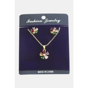 Papatya Zirkon Taşlı Set Kolye