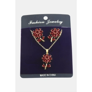 Papatya Zirkon Taşlı Set Kolye