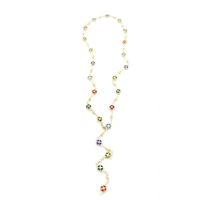 Renkli Yonca Y Kolye - Altın
