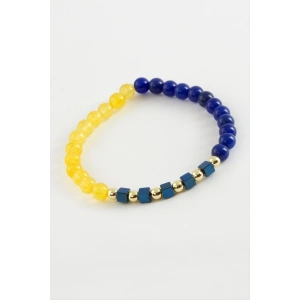 Sarı Lacivert Doğaltaş Bileklik 6 mm