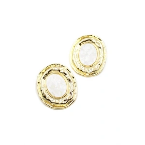 Sedef Taşlı Küpe - Altın