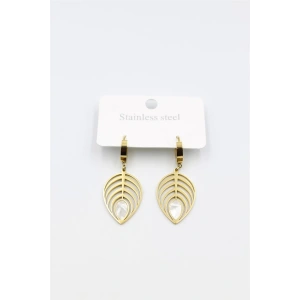 Sedef Yaprak Küpe - Altın