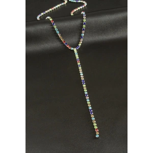 Şerit Taşlı Çelik Y Kolye 4 mm