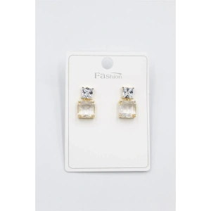 Taşlı Baget Küpe - Altın