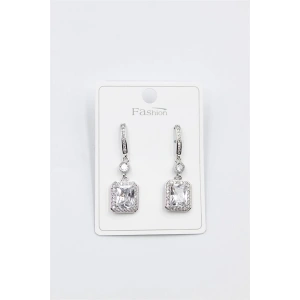 Taşlı Baget Küpe - Gümüş