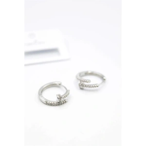 Taşlı Çivi Küpe - Gümüş