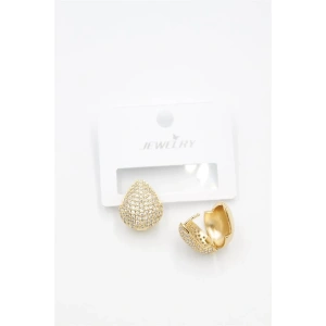 Taşlı Damla Küpe - Altın