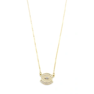 Taşlı Göz Kolye - Altın