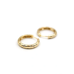 Taşlı Halka Küpe - Altın