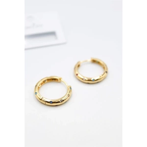 Taşlı Halka Küpe - Altın