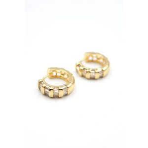 Taşlı Halka Küpe - Altın