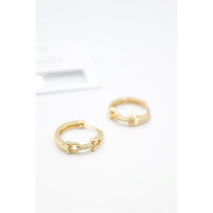 Taşlı Halka Küpe - Altın