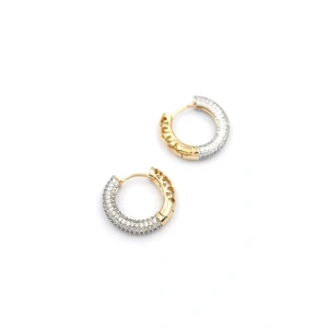 Taşlı Halka Küpe - Altın