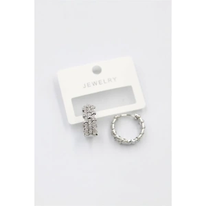 Taşlı Halka Küpe - Gümüş