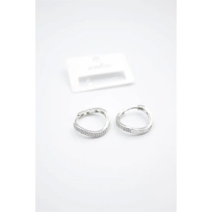 Taşlı Halka Küpe - Gümüş