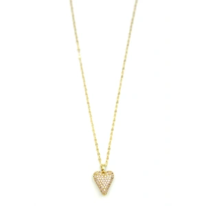 Taşlı Kalp Kolye - Altın