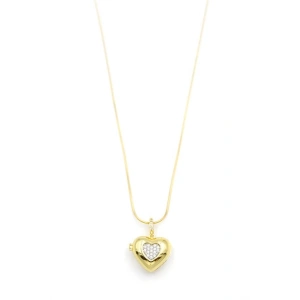 Taşlı Kalp Kolye - Altın
