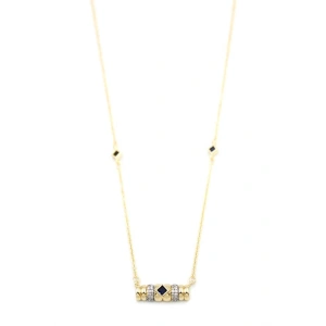 Taşlı Kolye - Siyah