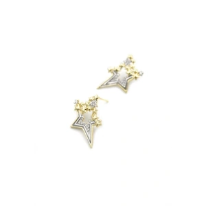 Taşlı Yıldız Küpe - Altın