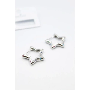 Taşlı Yıldız Küpe - Gümüş