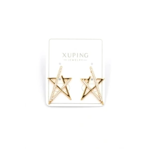 Taşlı Yıldız Küpe - Rose