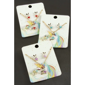 Tavşan Mineli Set Kolye