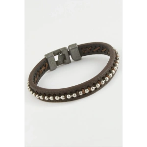 Top Metal Boncuklu Kaliteli Suni Deri Bileklikc