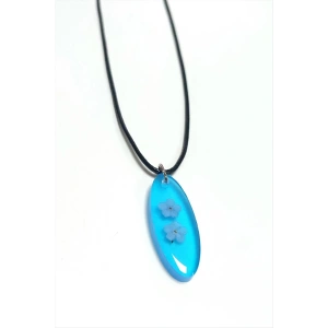 Unutma Çiçeği Oval Epoksi Kolye