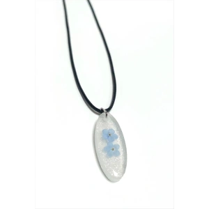 Unutma Çiçeği Oval Epoksi Kolye