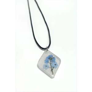 Unutmabeni Çiçeği Baklava Dilimli Epoksi Kolye