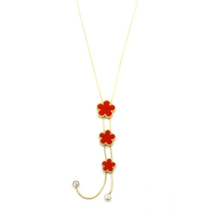 Vc Çiçek Kolye - Kırmızı