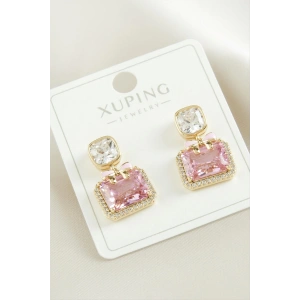 Xuping Kare Zirkon Taşlı Lüks Çelik Küpe