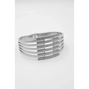 Yaldızlı Kalın Kaburga Bilezik - Gümüş