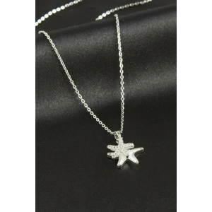 Yıldız Zirkon Taşlı Sedef Lüks Çelik Kolye